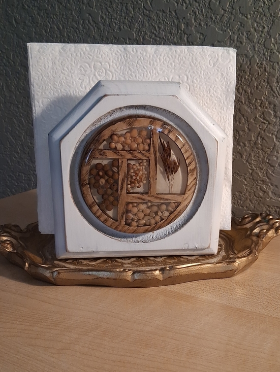 Vintage Other - Vintage Farmhouse Wood Napkin Holder with Tray